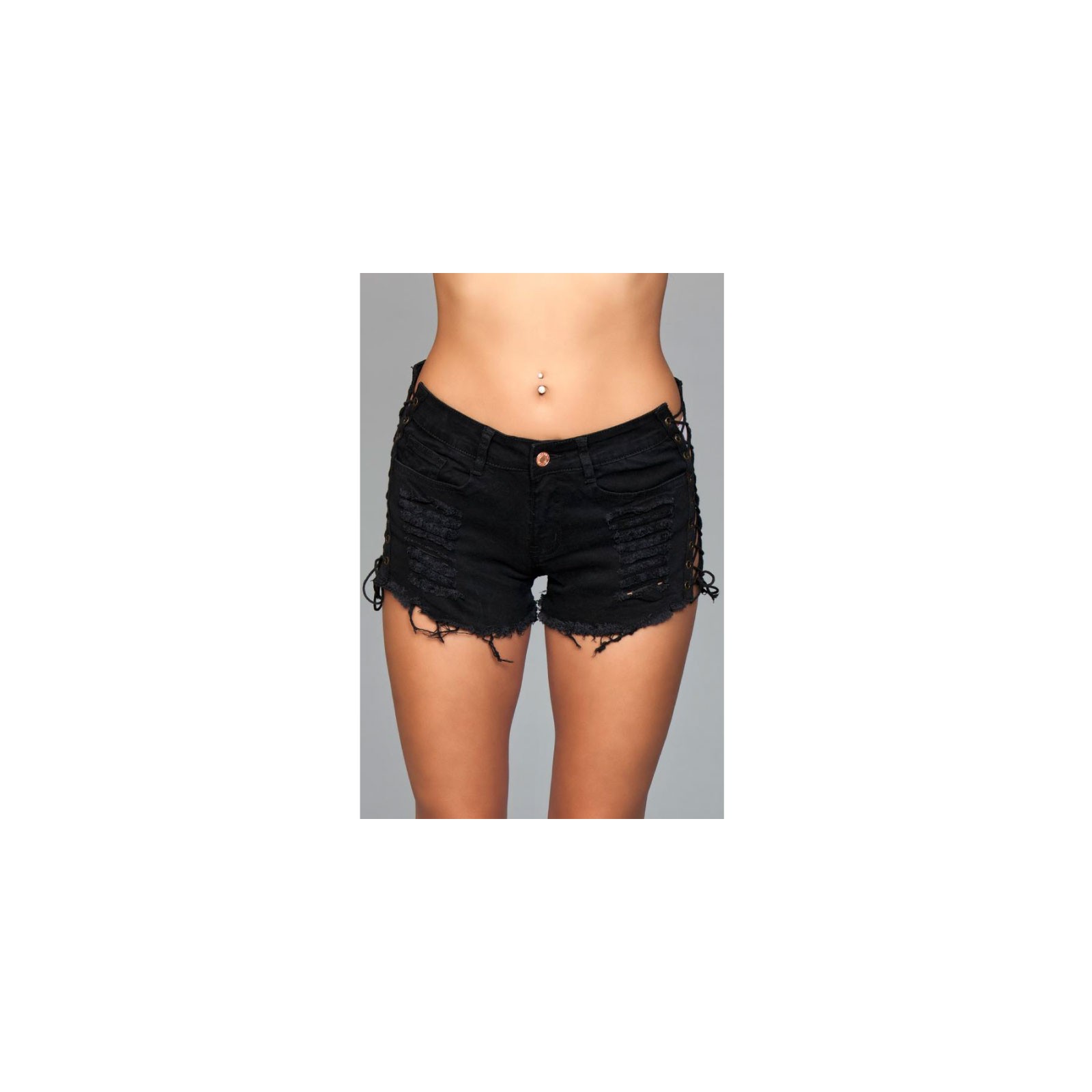 Shorts de Denim con Detalles Lazos Laterales