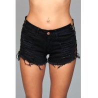 Shorts de Denim con Detalles Lazos Laterales