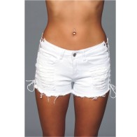 Shorts de Mezclilla con Lazos Laterales Blancos Medianos