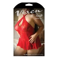 Fantasy Vixen Vestido de Encaje Pasional Talla Queen - Lencería Seductora