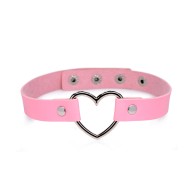 Collar Choker Chrome Heart Sweet Pink