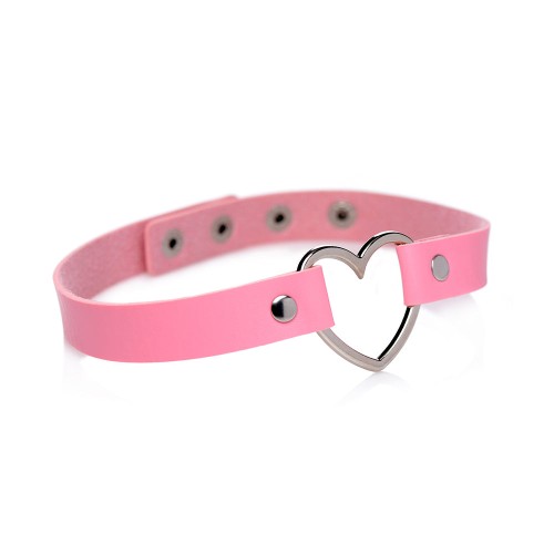 Collar Choker Chrome Heart Sweet Pink