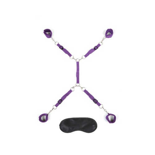 Lux Fetish 7-Piece Bed Spreader Restraint System Purple - Ultimate BDSM Experience