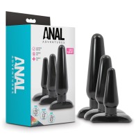 Kit de Tapones Anal Adventures de 3 Piezas Negro