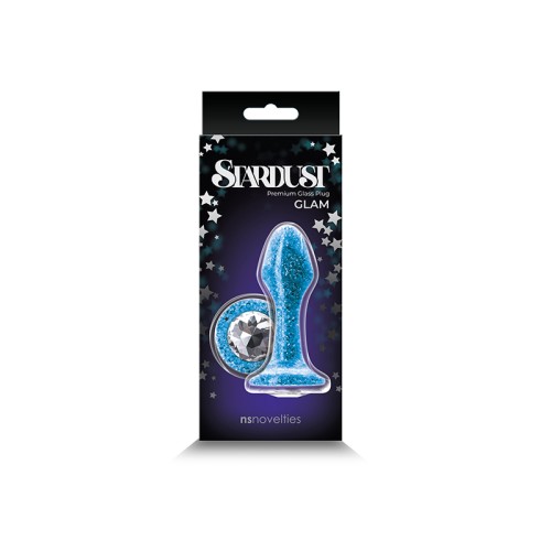 Plug de Vidrio Glam Stardust con Base de Joyas Azul