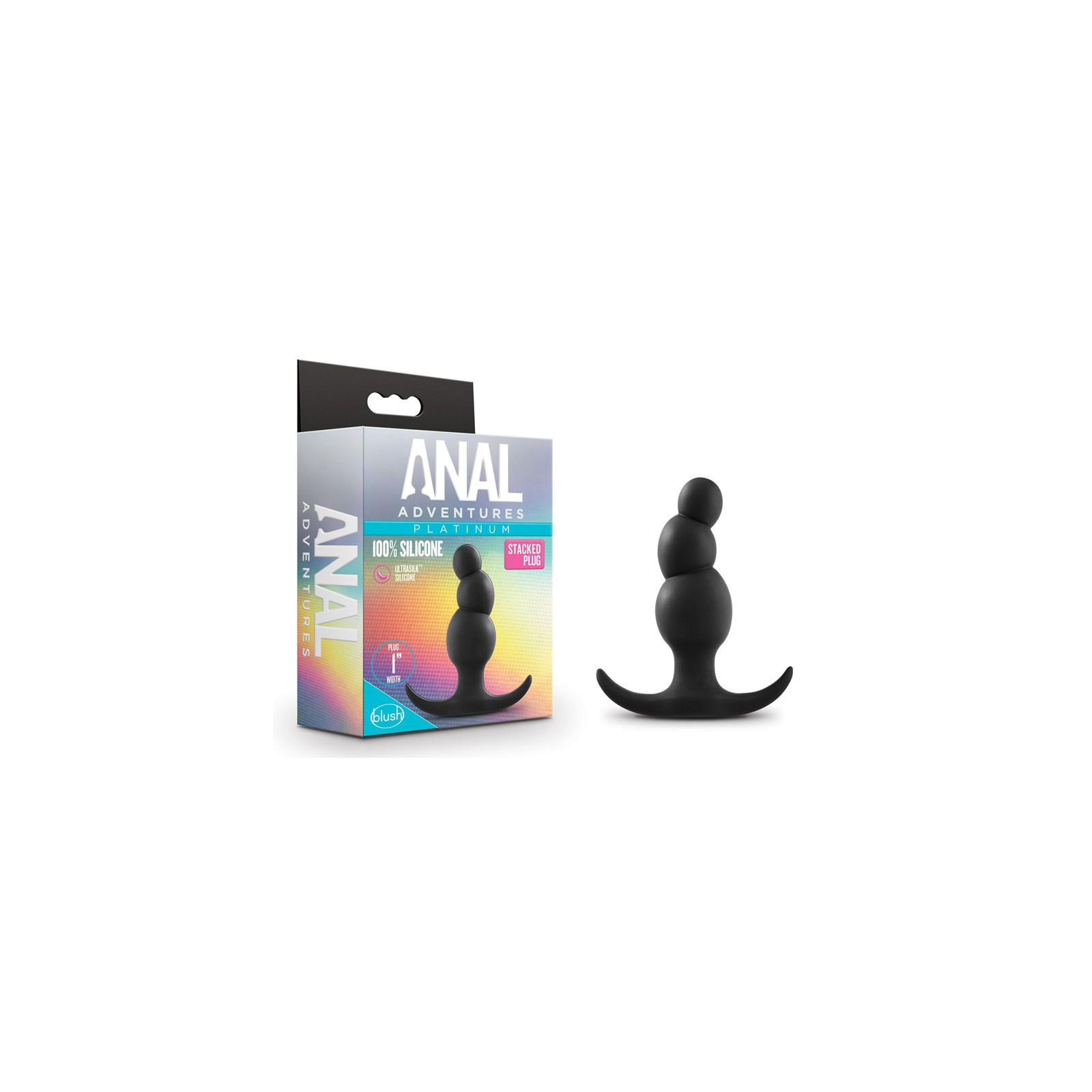 Anal Adventures Platinum Silicone Stacked Plug Black