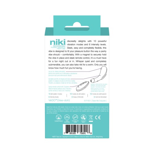 VeDO Niki Vibrador Recargable para Panties Tease Me Turquesa