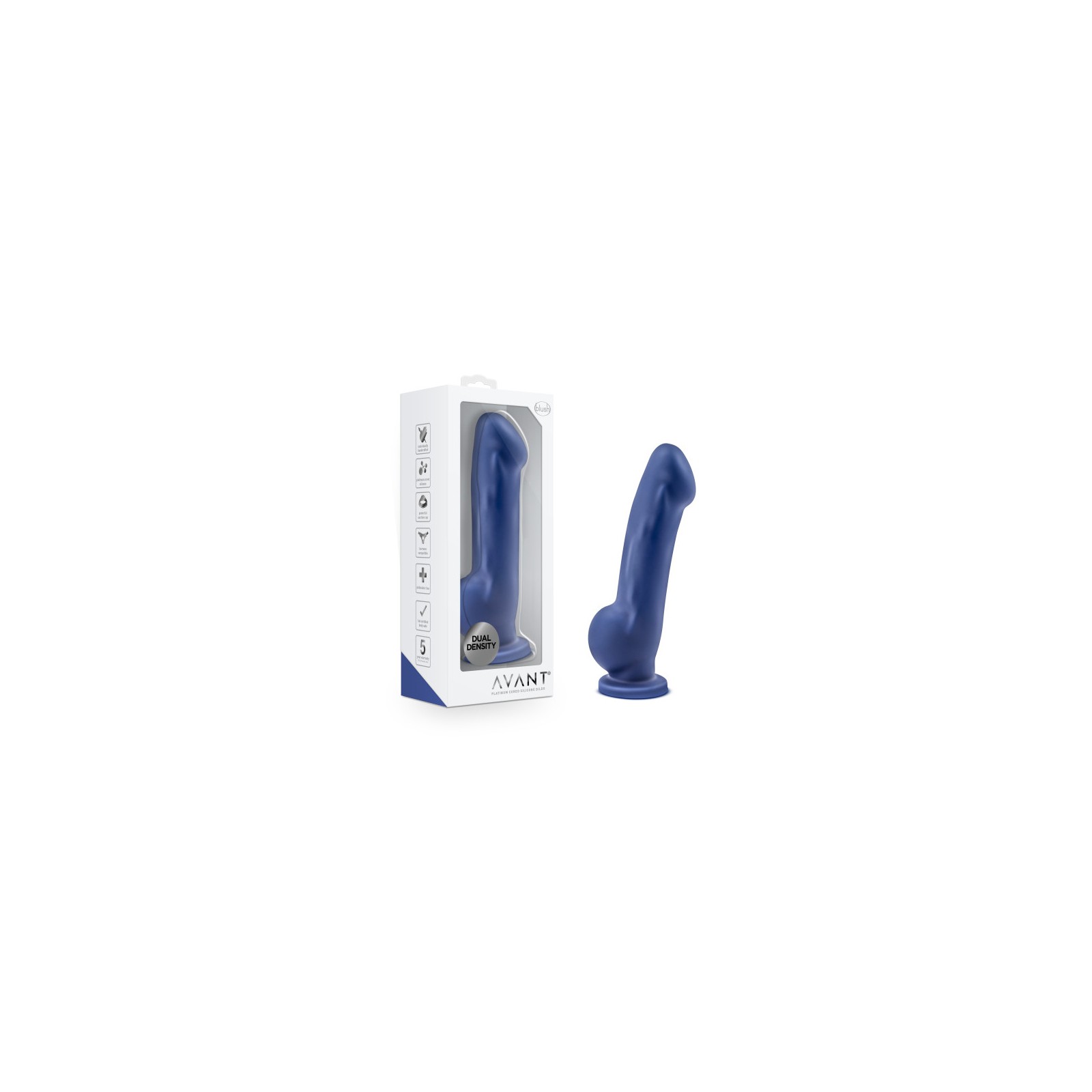 Dildo de Silicona de Doble Densidad Avant D8 Ergo 7.5 in. Índigo