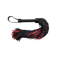 Leather Handle Long Flogger Burgundy & Black