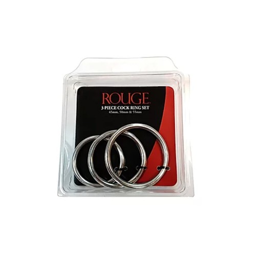 3 Piece Cock Ring Set Stainless Steel in Clamshell