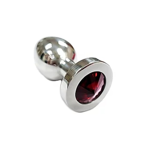 Stainless Steel Medium Butt Plug with Red Crystal