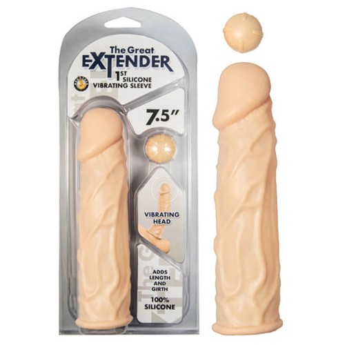 Great Extender 1st Silicone Vibrating Sleeve 7.5in-Flesh