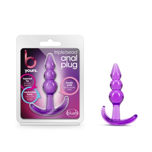 B Yours Triple Bead Anal Plug Purple - Comfort and Sensation