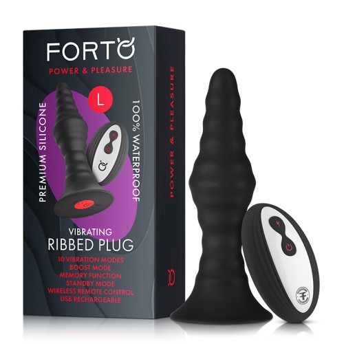 Forto Vibrating Ribbed Plug Rechargeable Remote Control