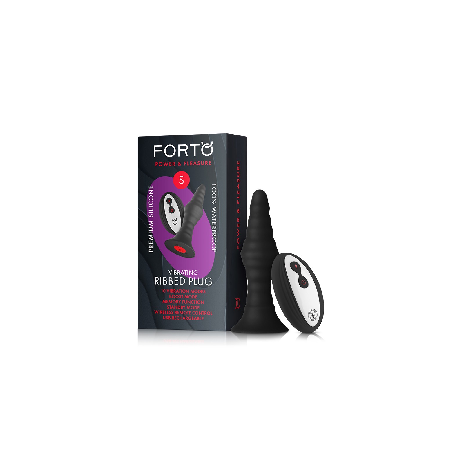 Forto Vibrating Ribbed Plug Remote Controlled