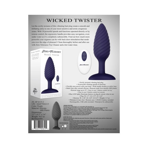 Plug Anal Texturizado Vibrante Wicked Twister para Sensaciones Intensas