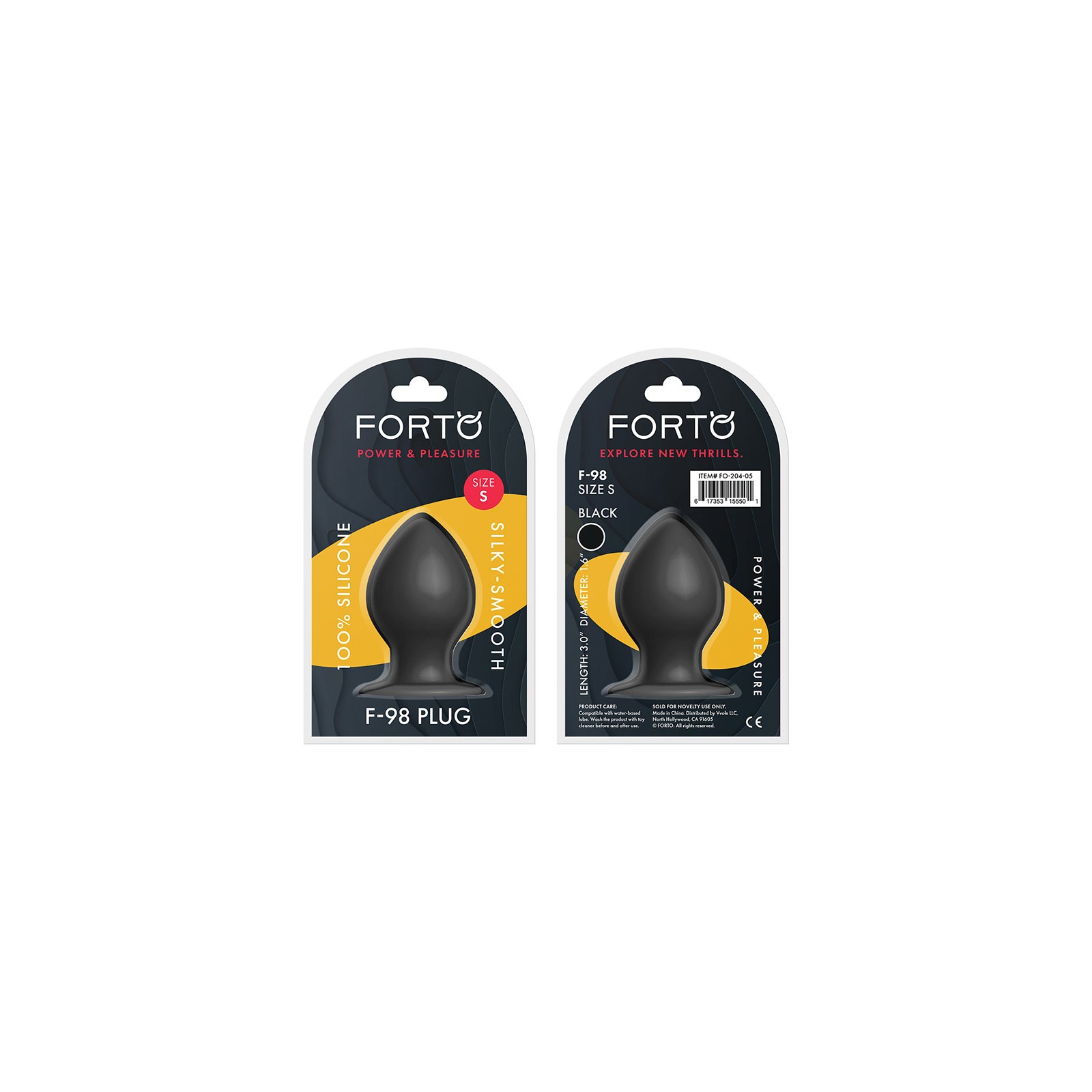 Forto F-98 Cone Silicone Anal Plug Small Black