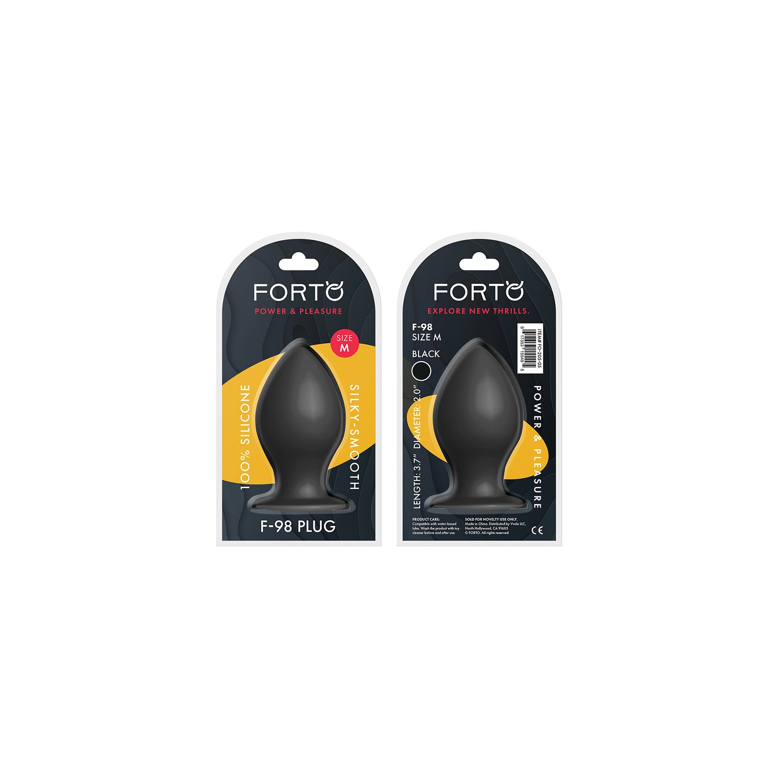 Forto F-98 Plug Anal de Silicona Mediano Negro para Placer Mejorado