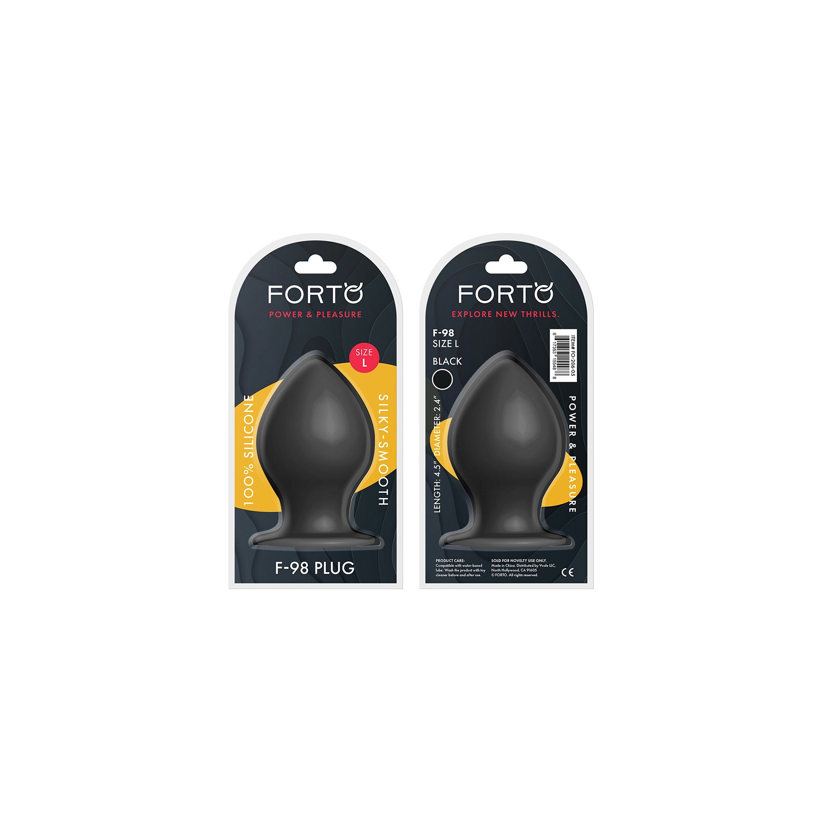 Forto F-98 Cone Silicone Anal Plug - Large Black