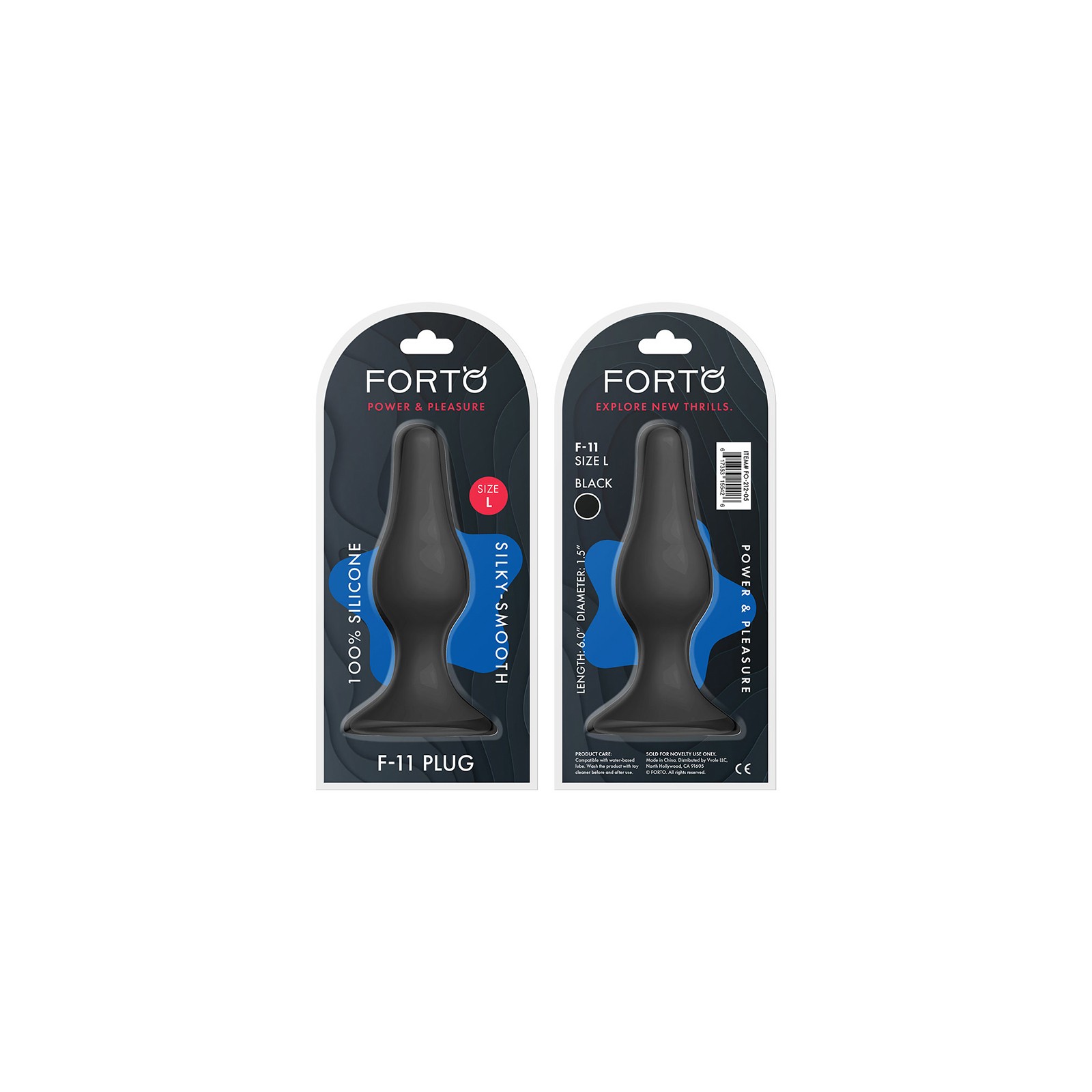 Forto F-11 Lungo Silicone Anal Plug Large Black - Comfortable Fit