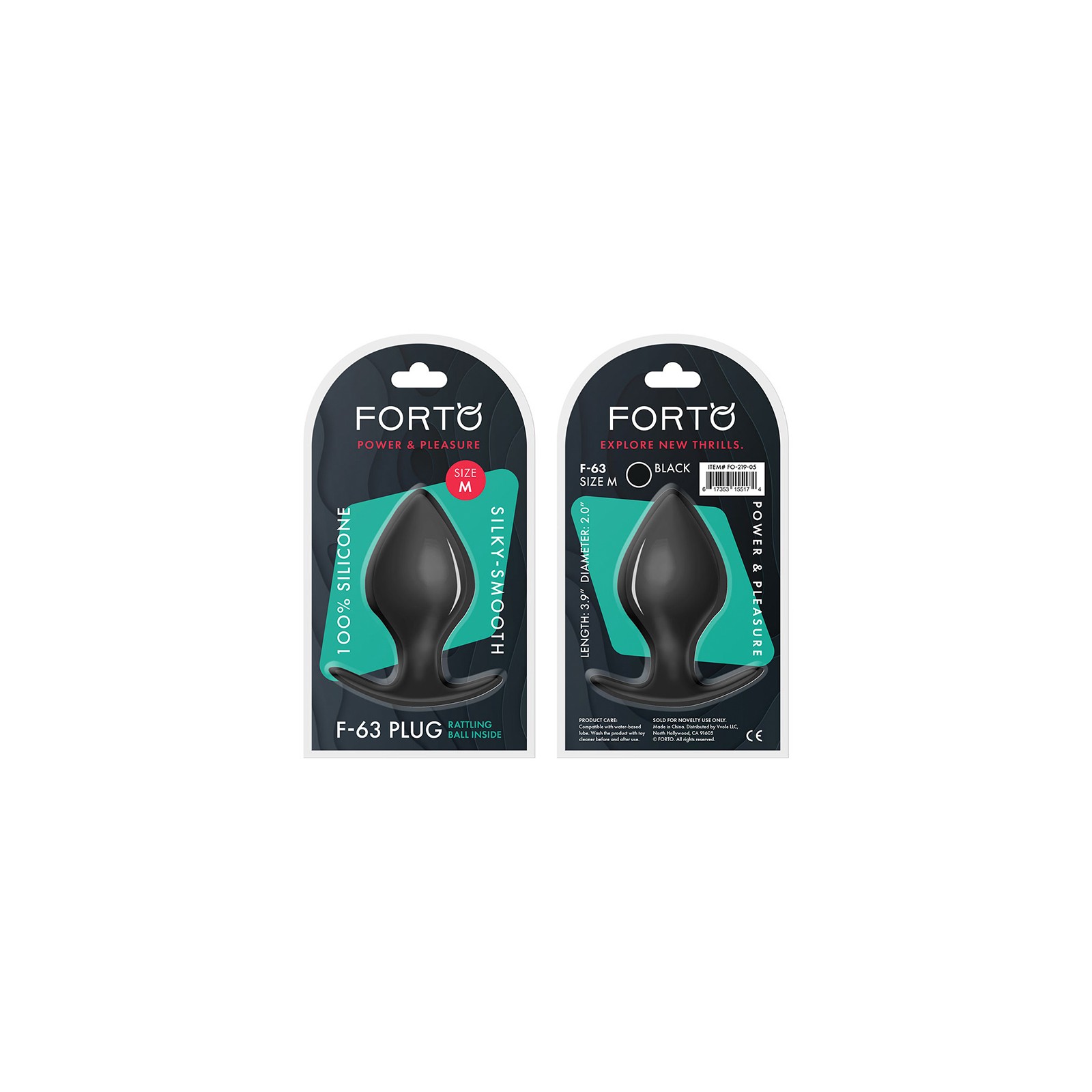 Forto F-63 Rattler Spade Medium Black - Silicone Anal Plug