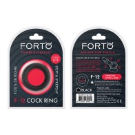 Forto F-12 Liquid Silicone Cockring Black 35mm