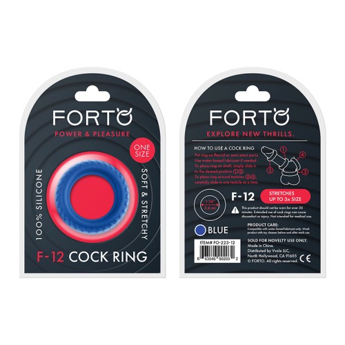 Forto F-12 Liquid Silicone Cockring - 35mm Blue