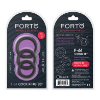 Forto F-61 Silicone Cockring Set Black