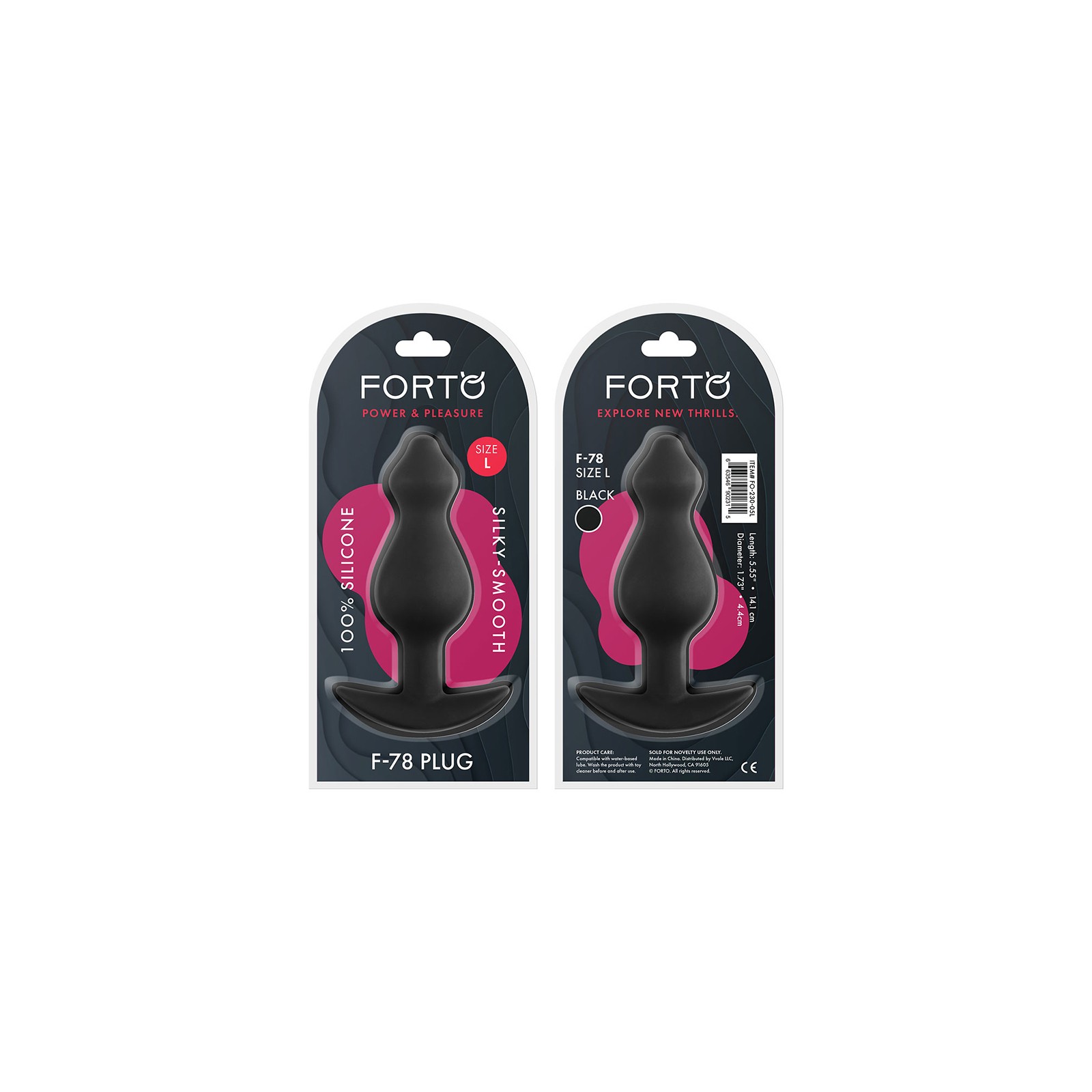 Forto F-78 Plug Anal de Silicona Puntiagudo Grande Negro