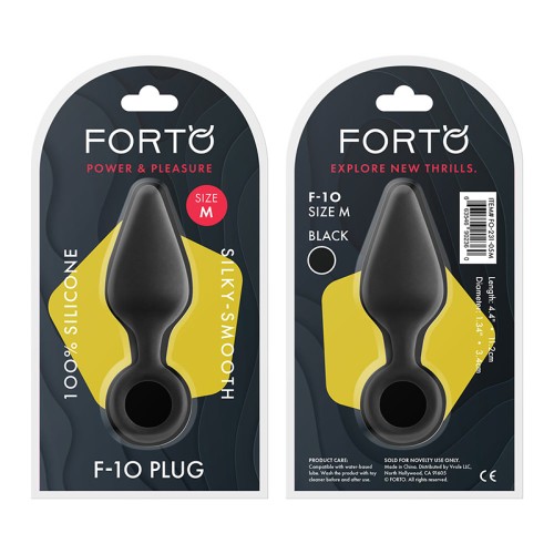 Forto F-10 Medium Silicone Anal Plug with Pull Ring Black