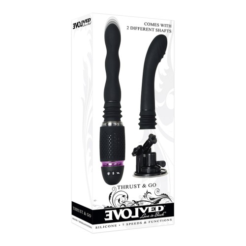 Vibrador Thrust & Go Evolucionado con 2 Ejes y Base de Succión Negra