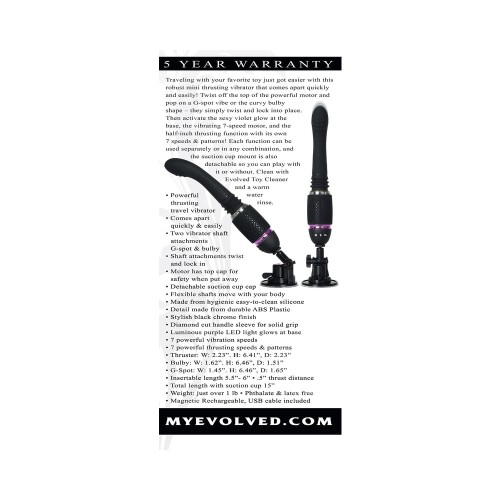 Evolved Thrust & Go Thrusting Vibrator With 2 Shafts and Suction Cup Base Black