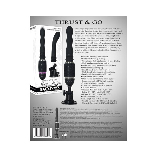 Evolved Thrust & Go Thrusting Vibrator With 2 Shafts and Suction Cup Base Black