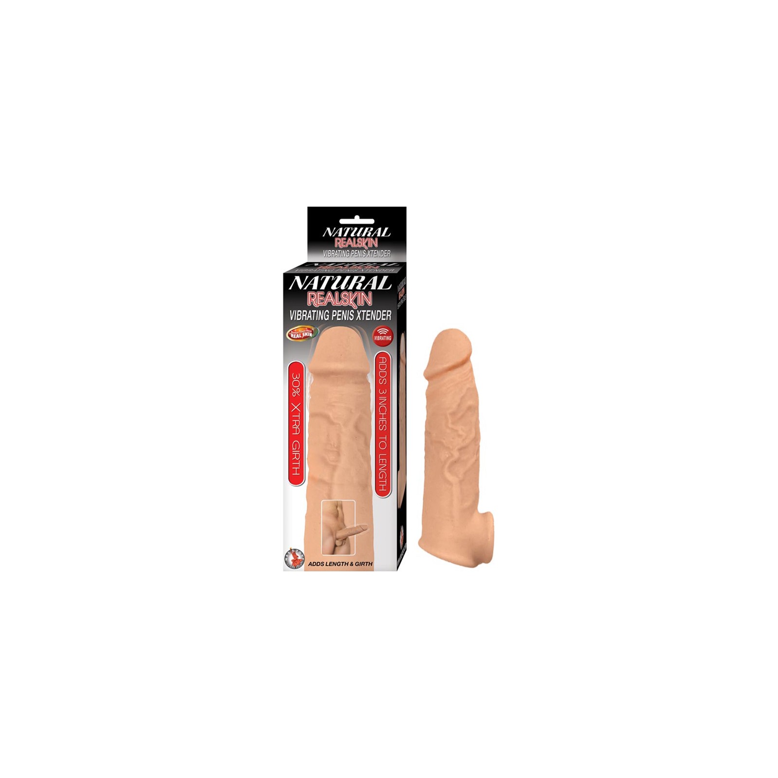 Extensor de Pene Vibrante Natural Realskin - Blanco