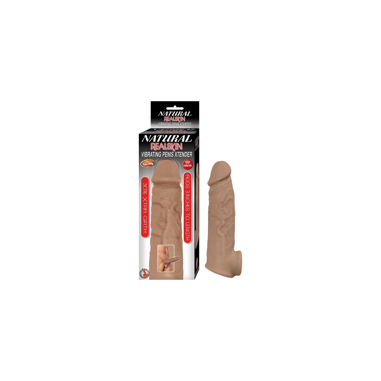 Natural Realskin Vibrating Penis Xtender Brown