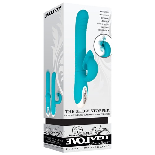 Evolved Show Stopper Rechargeable Dual Stimulator Teal