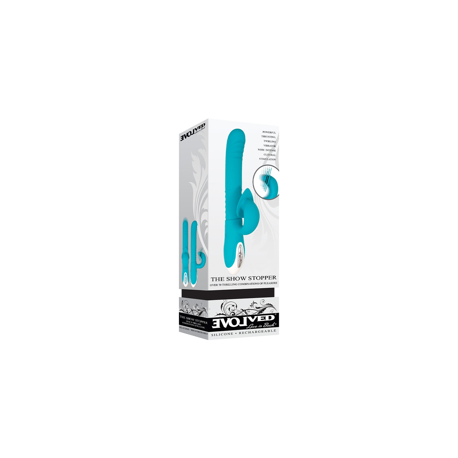 Evolved Show Stopper Rechargeable Dual Stimulator Teal