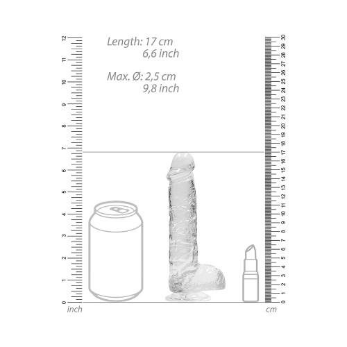 RealRock Crystal Clear 6 in. Dildo with Balls