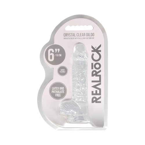 RealRock Dildo Realista Cristalino de 6 in. con Bolas