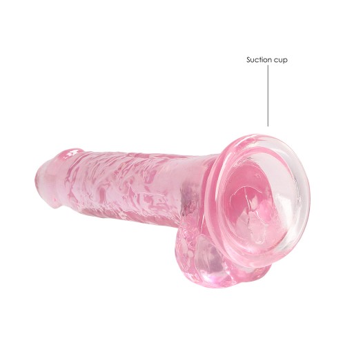 Dildo RealRock Crystal Clear 7 in. con Ventosa Rosa