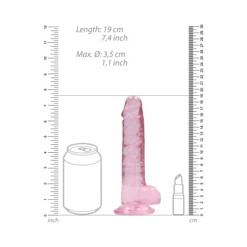 Dildo RealRock Crystal Clear 7 in. con Ventosa Rosa