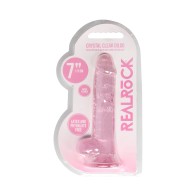 Dildo RealRock Crystal Clear 7 in. con Ventosa Rosa