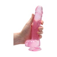 Dildo RealRock Crystal Clear de 8 pulgadas con Bolas y Ventosa