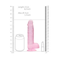 Dildo RealRock Crystal Clear de 8 pulgadas con Bolas y Ventosa