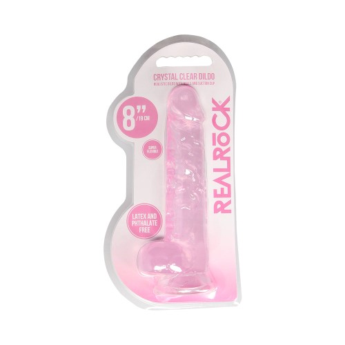 Dildo RealRock Crystal Clear de 8 pulgadas con Bolas y Ventosa