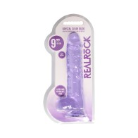 Dildo RealRock Crystal Clear de 9 Pulgadas con Testículos