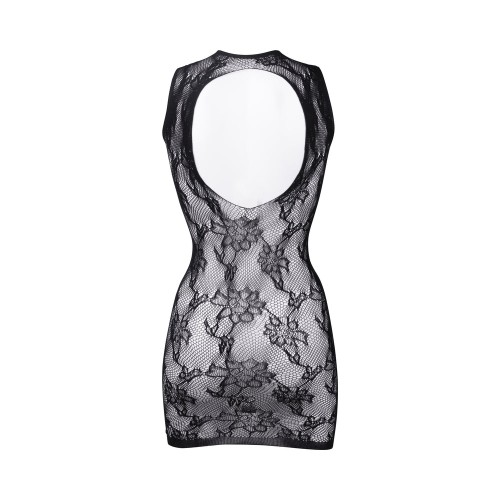 Le Desir Mini Vestido de Encaje de Cuello Alto - Negro O/S