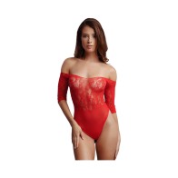 Le Desir Crotchless Rhinestone Teddy Red O/S