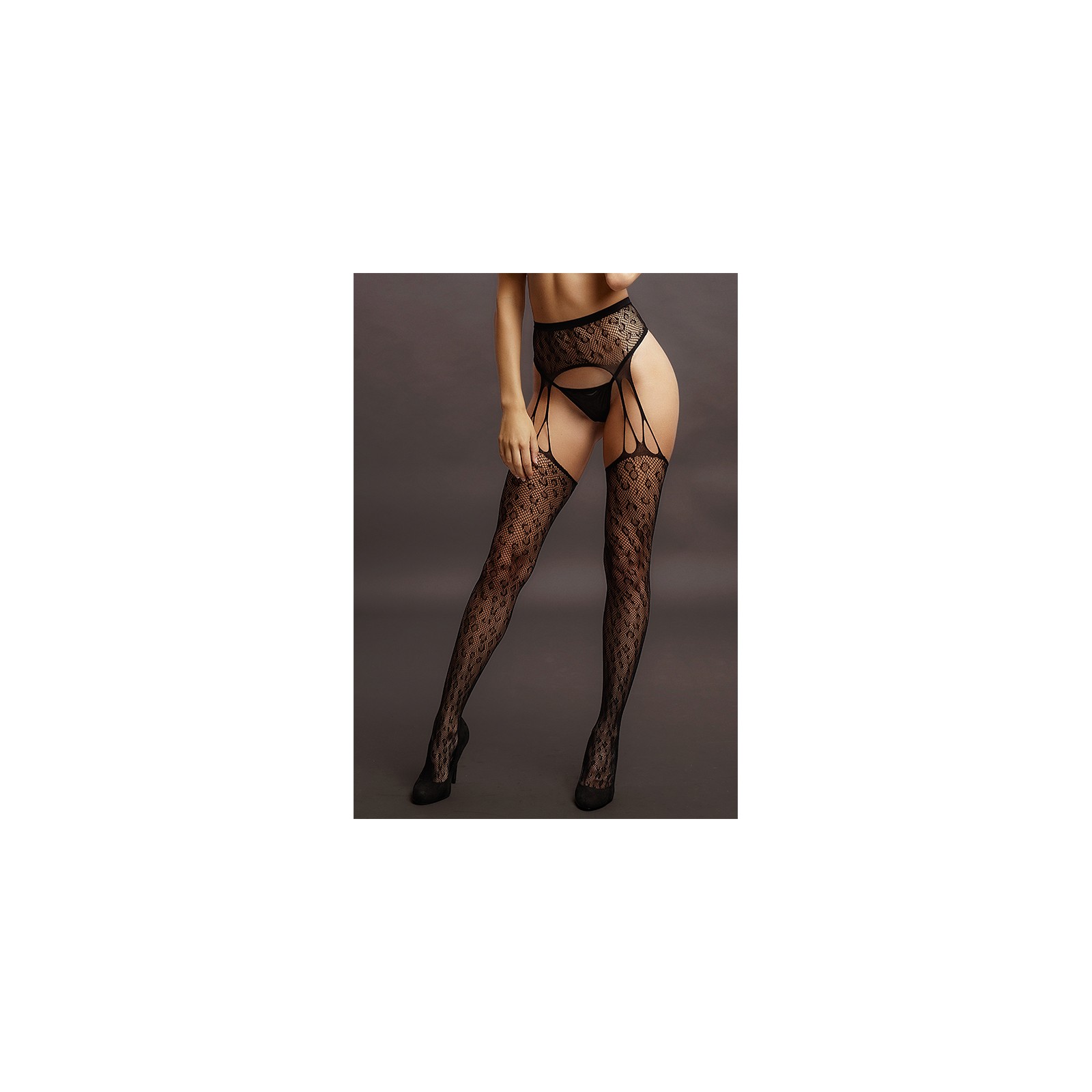 Le Desir Leopard Fishnet Stockings One Size