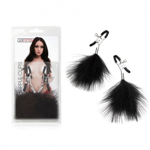 Lux Fetish Feather Nipple Clips for Teasing